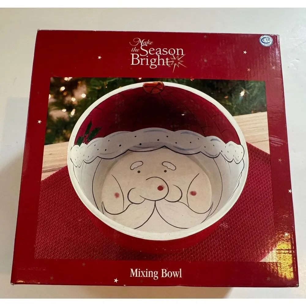 Vtg Make the Season Bright Santa Mixing Bowl New in Box